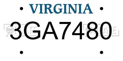 3GA7480 Virginia License Plate