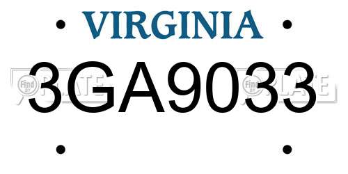 3GA9033 Virginia License Plate