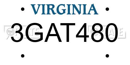 3GAT480 Virginia License Plate