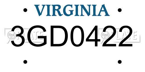 3GD0422 Virginia License Plate