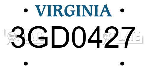 3GD0427 Virginia License Plate