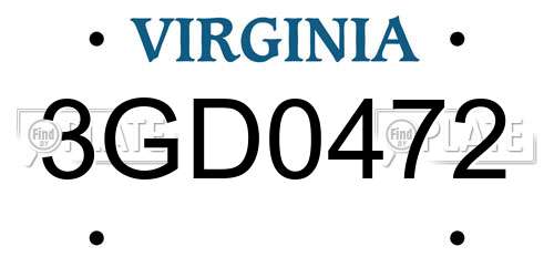 3GD0472 Virginia License Plate
