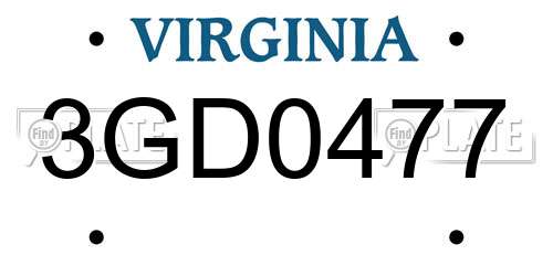 3GD0477 Virginia License Plate