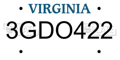 3GDO422 Virginia License Plate