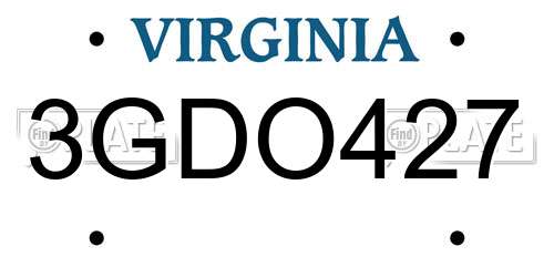 3GDO427 Virginia License Plate