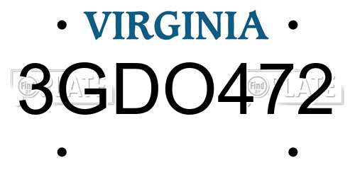 3GDO472 Virginia License Plate