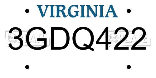 3GDQ422 Virginia License Plate