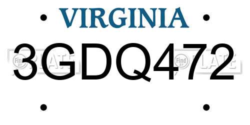 3GDQ472 Virginia License Plate