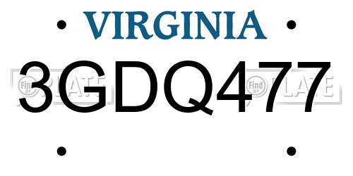3GDQ477 Virginia License Plate