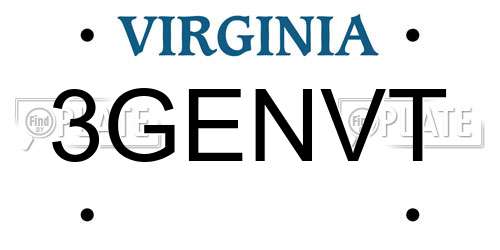 3GENVT Virginia License Plate