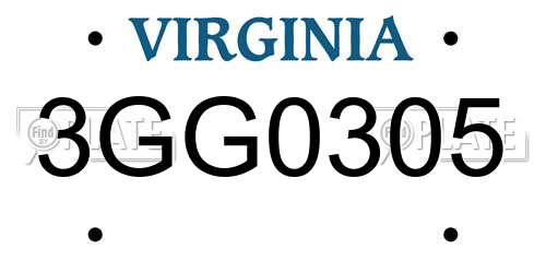 3GG0305 Virginia License Plate