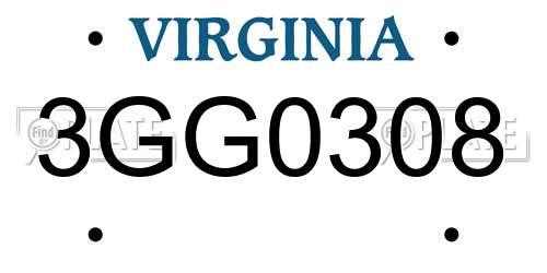 3GG0308 Virginia License Plate