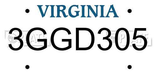 3GGD305 Virginia License Plate