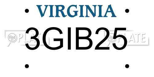 3GIB25 Virginia License Plate