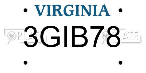 3GIB78 Virginia License Plate