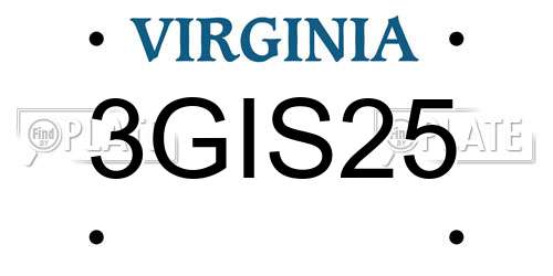 3GIS25 Virginia License Plate