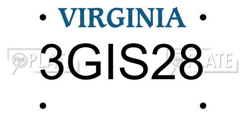 3GIS28 Virginia License Plate