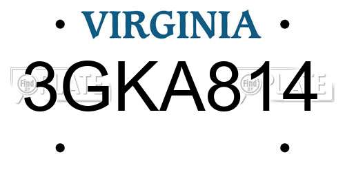 3GKA814 Virginia License Plate