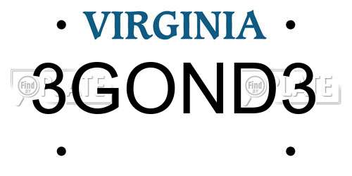3GOND3 Virginia License Plate