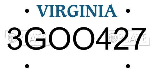 3GOO427 Virginia License Plate