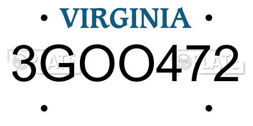 3GOO472 Virginia License Plate