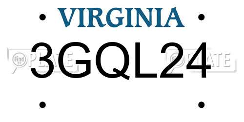 3GQL24 Virginia License Plate