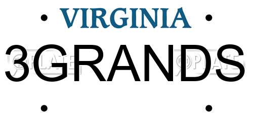 3GRANDS Virginia License Plate