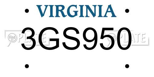 3GS950 Virginia License Plate