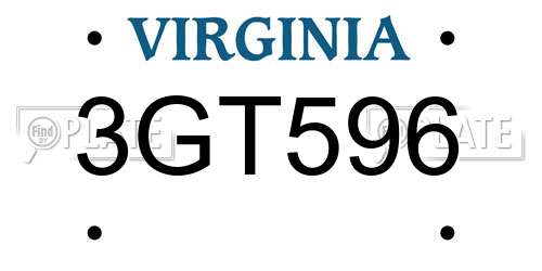 3GT596 Virginia License Plate