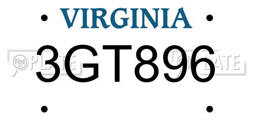 3GT896 Virginia License Plate