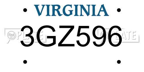 3GZ596 Virginia License Plate