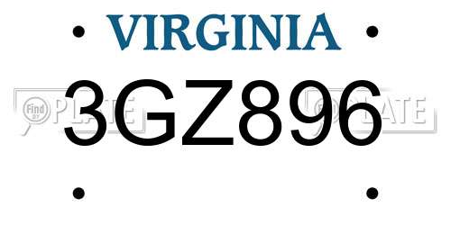 3GZ896 Virginia License Plate