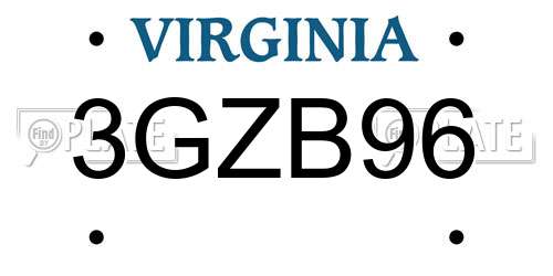 3GZB96 Virginia License Plate