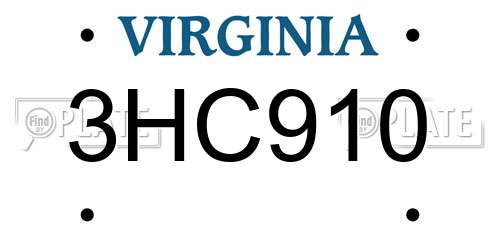 3HC910 Virginia License Plate