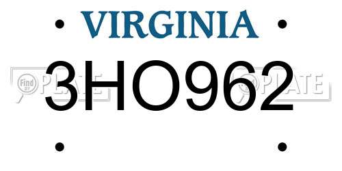 3HO962 Virginia License Plate