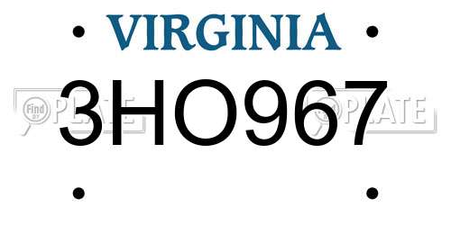 3HO967 Virginia License Plate