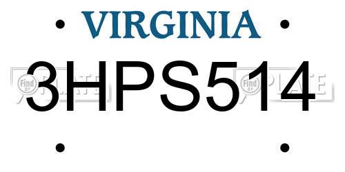 3HPS514 Virginia License Plate