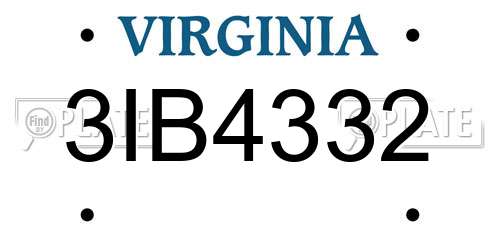 3IB4332 Virginia License Plate