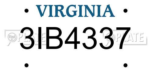 3IB4337 Virginia License Plate