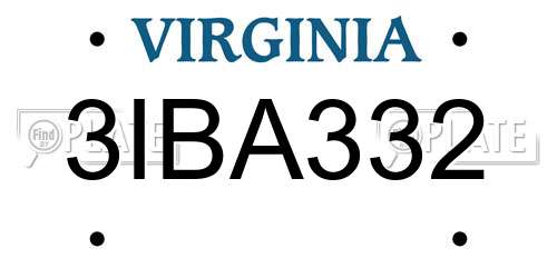 3IBA332 Virginia License Plate