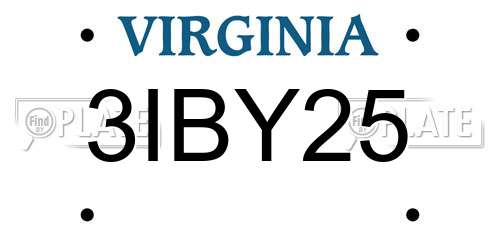 3IBY25 Virginia License Plate