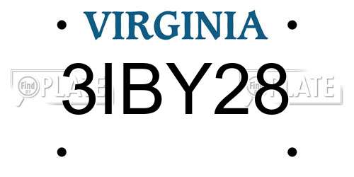 3IBY28 Virginia License Plate