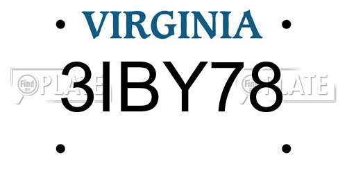 3IBY78 Virginia License Plate