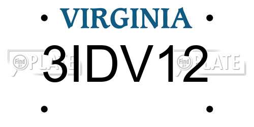 3IDV12 Virginia License Plate