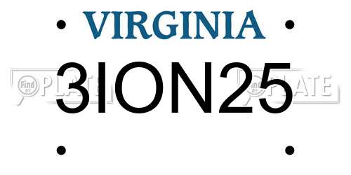 3ION25 Virginia License Plate