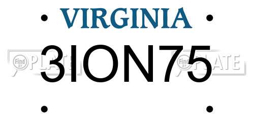 3ION75 Virginia License Plate