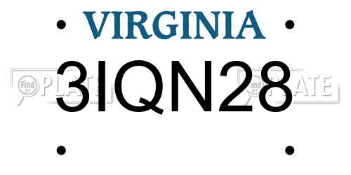 3IQN28 Virginia License Plate