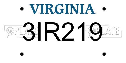 3IR219 Virginia License Plate