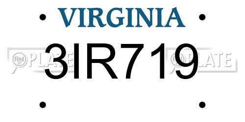 3IR719 Virginia License Plate
