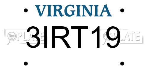 3IRT19 Virginia License Plate
